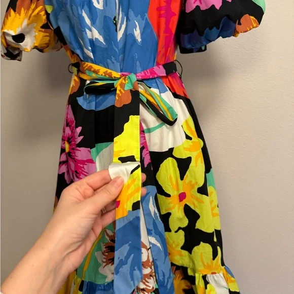 Blue and Pink Puff Sleeve Maxi Sundress - Picture 7 of 12